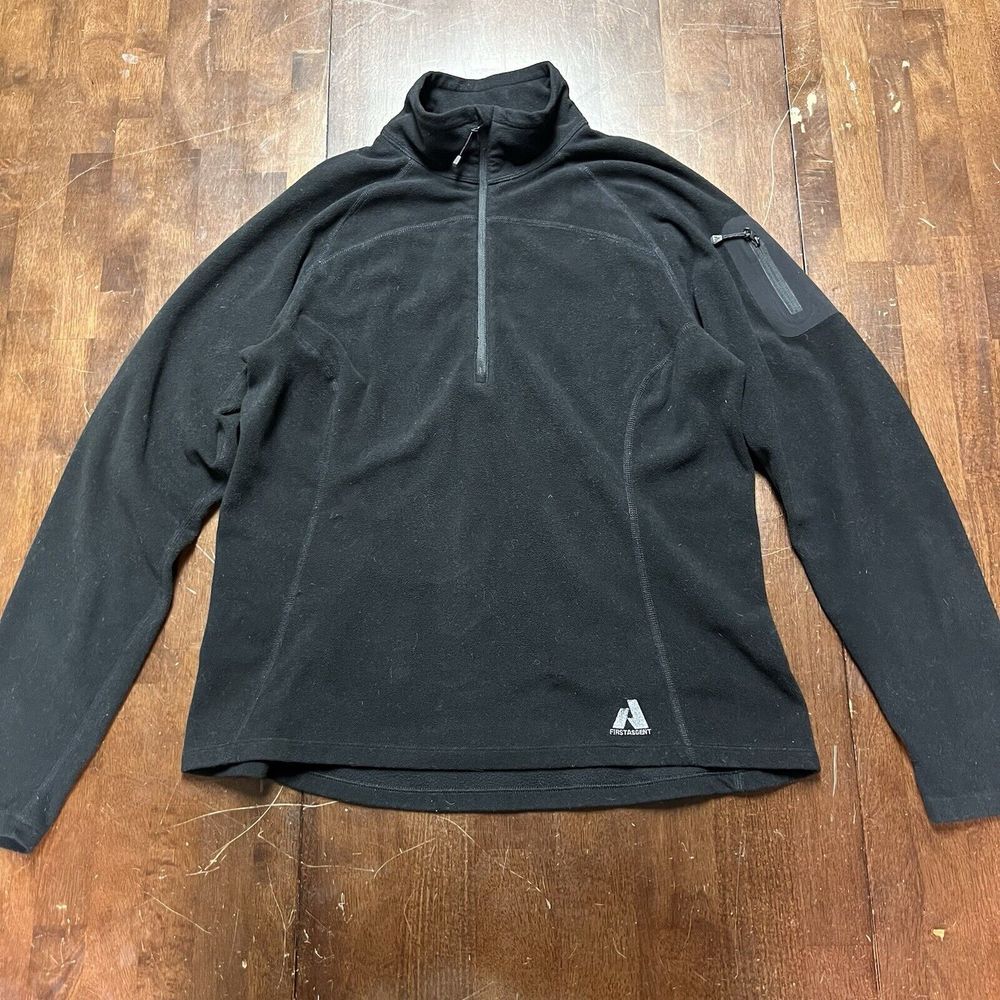 EDDIE BAUER First Ascent Sweater Women L Black Fleece Polartec 1/4 Zip Pullover